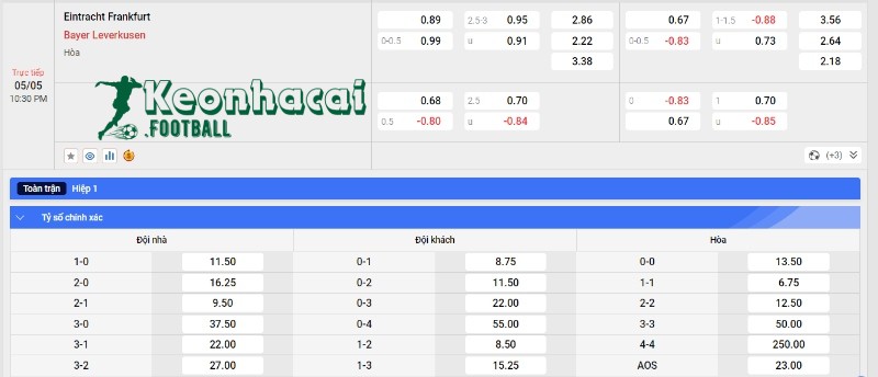 Soi kèo Eintracht Frankfurt vs Bayer Leverkusen, 22h30 ngày 05/05/2024 4 Soi kèo Eintracht Frankfurt vs Bayer Leverkusen - Tỷ lệ kèo Eintracht Frankfurt vs Bayer Leverkusen
